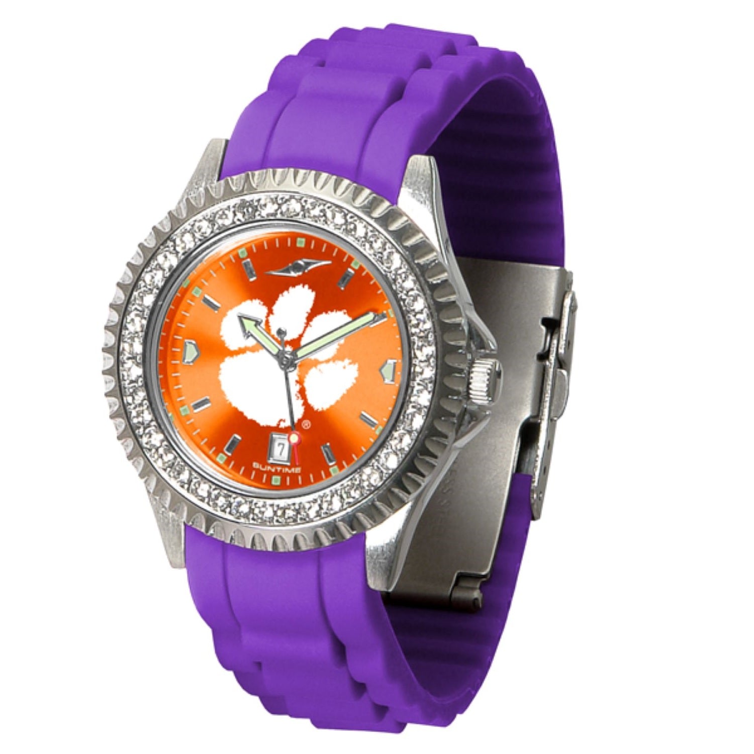 CLEMSON TIGERS PURPLE AND ORANGE SPARKLE WATCH