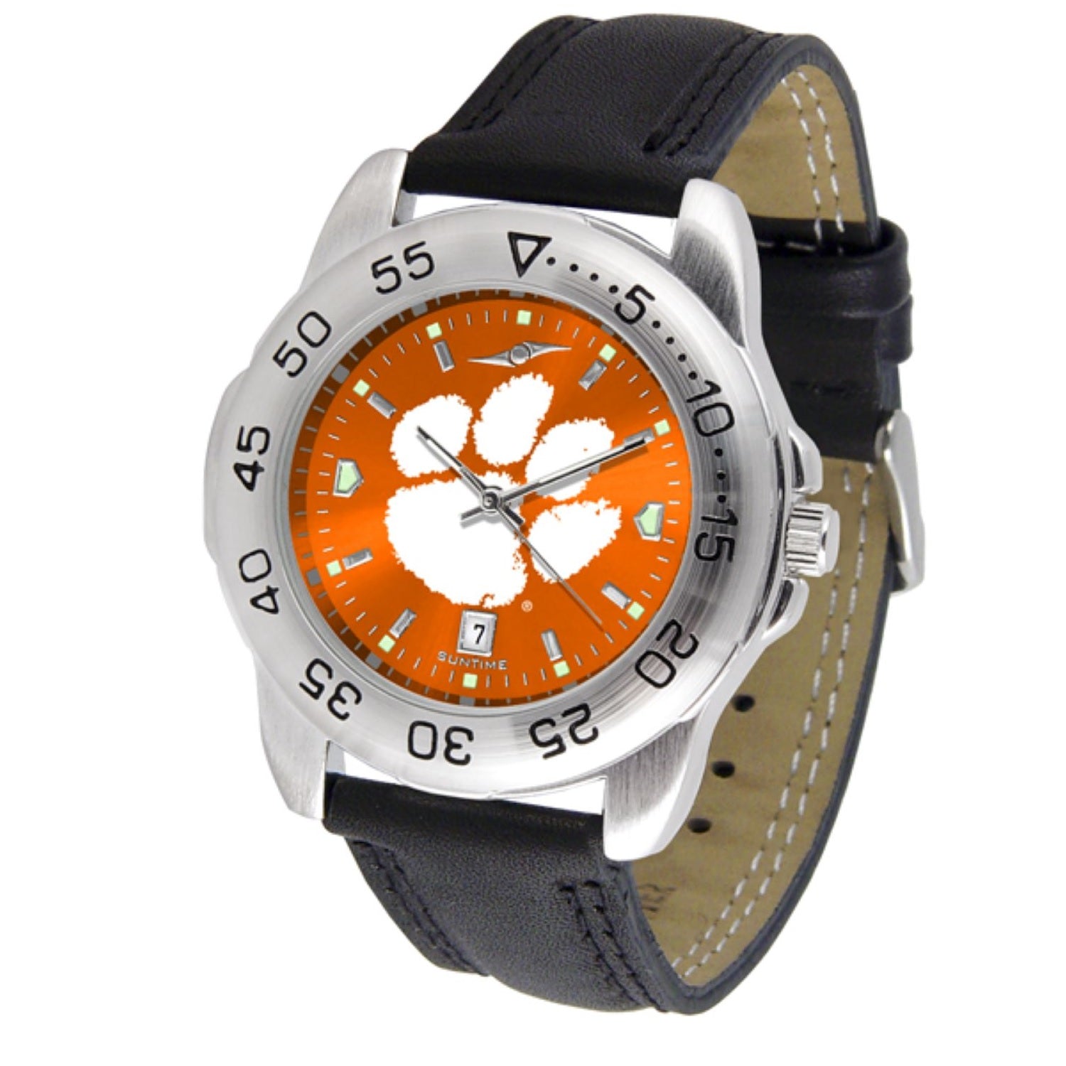 CLEMSON TIGERS SPORT ANOCHROME LEATHER BAND WATCH