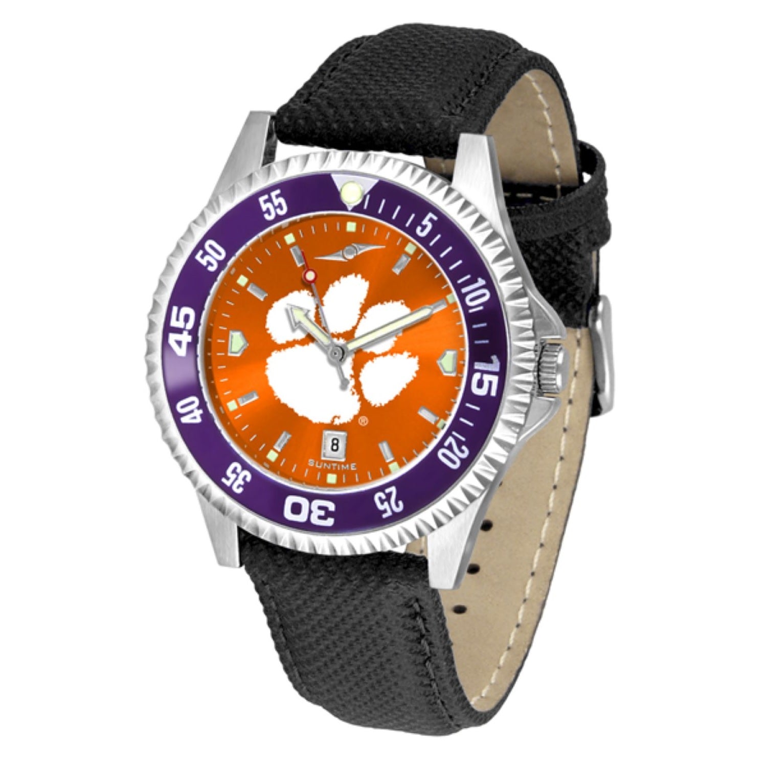CLEMSON TIGERS MENS ANOCHROME COMPETITOR LEATHER BAND WATCH