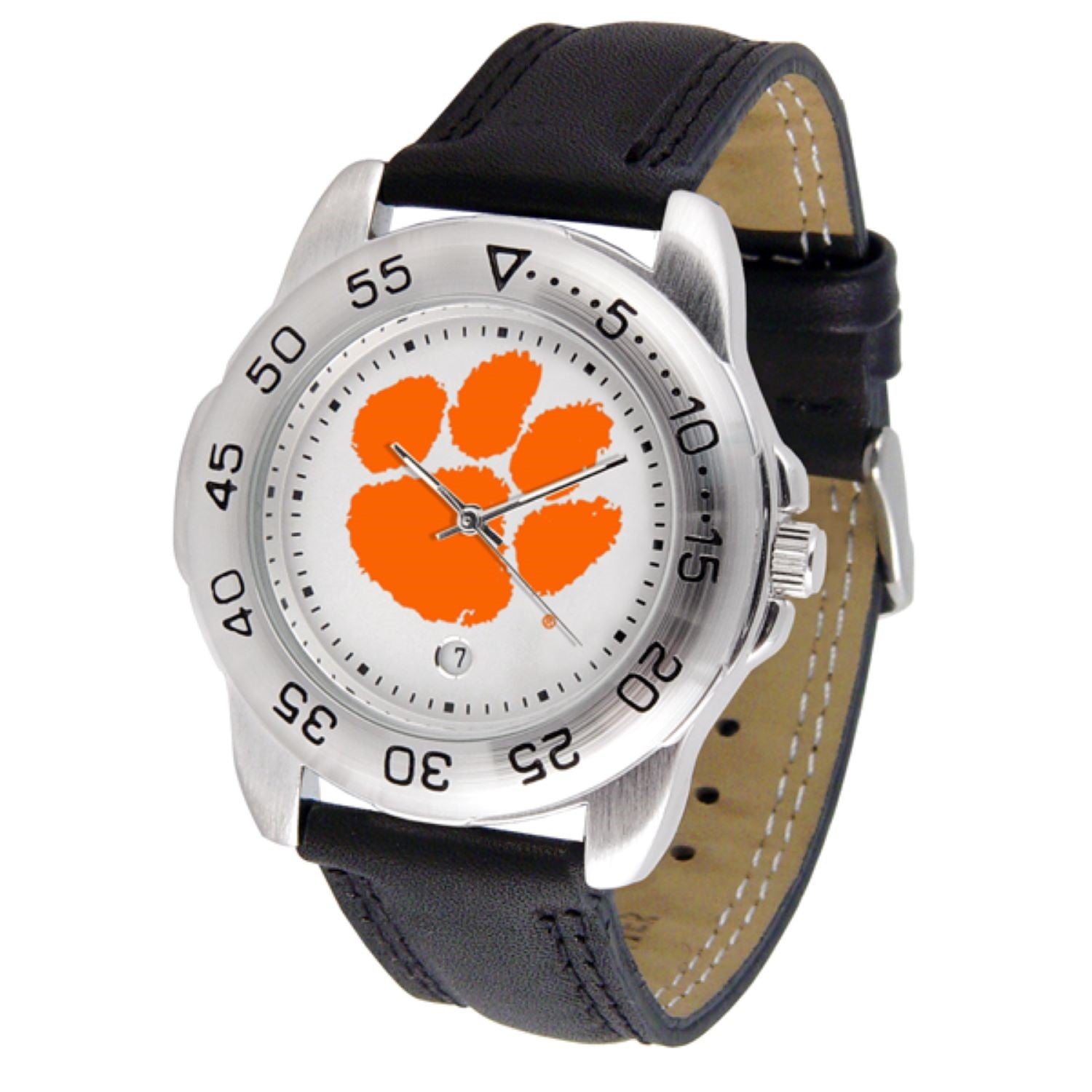 CLEMSON TIGERS MENS SPORT 2 WATCH WITH LEATHER BAND