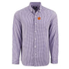 CLEMSON TIGERS C&amp;B PURPLE/WHITE WITH PAW BUTTONDOWN LONGSLEEVE