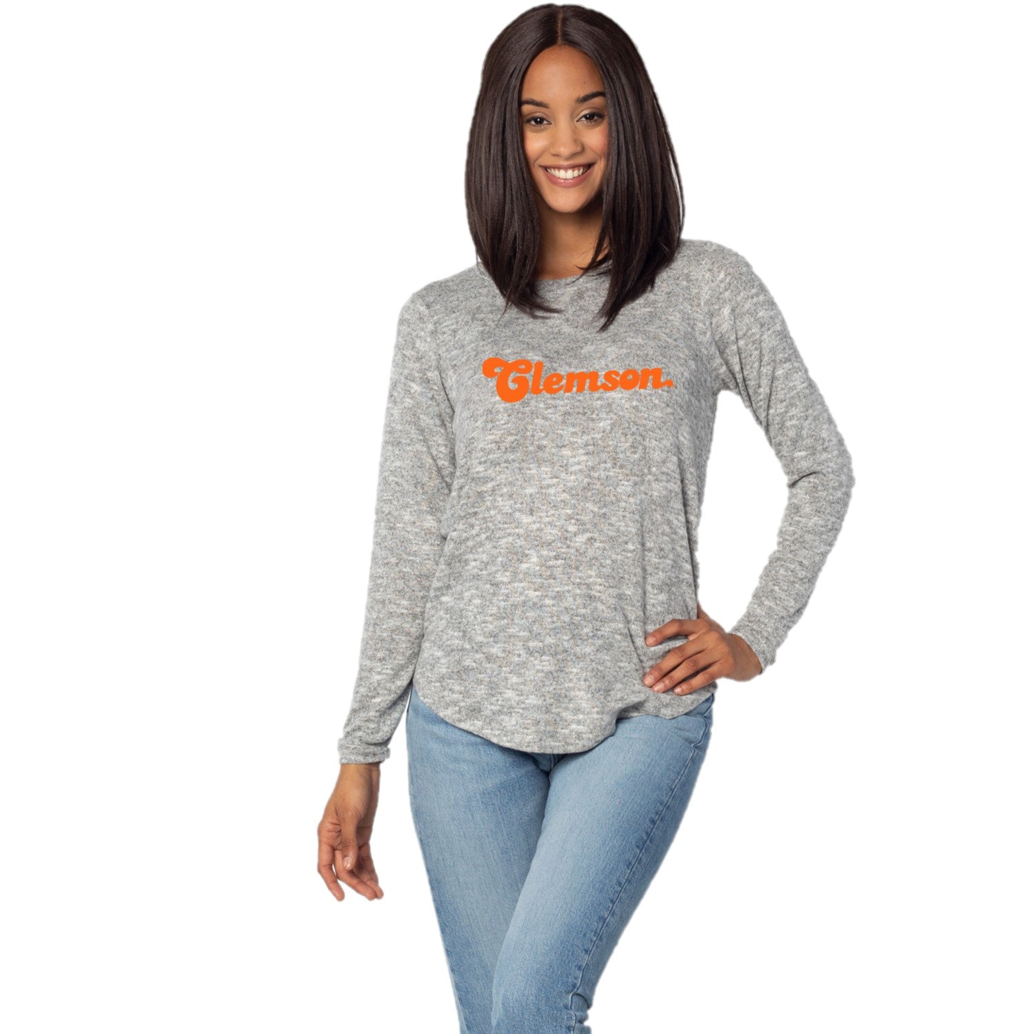 HEATHER GRAY CLEMSON TIGERS COMFORT ZONE TOP