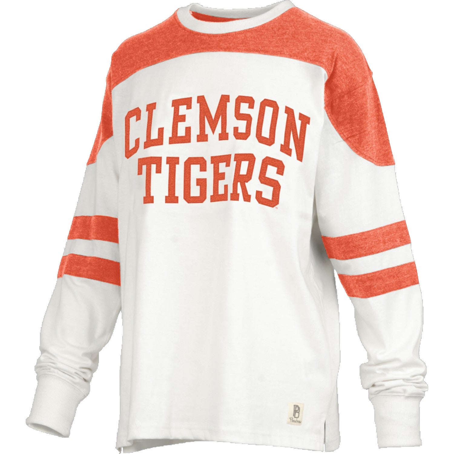 CLEMSON TIGERS ORANGE AND WHITE HALFBACK LONG SLEEVE LADIES SHIRT