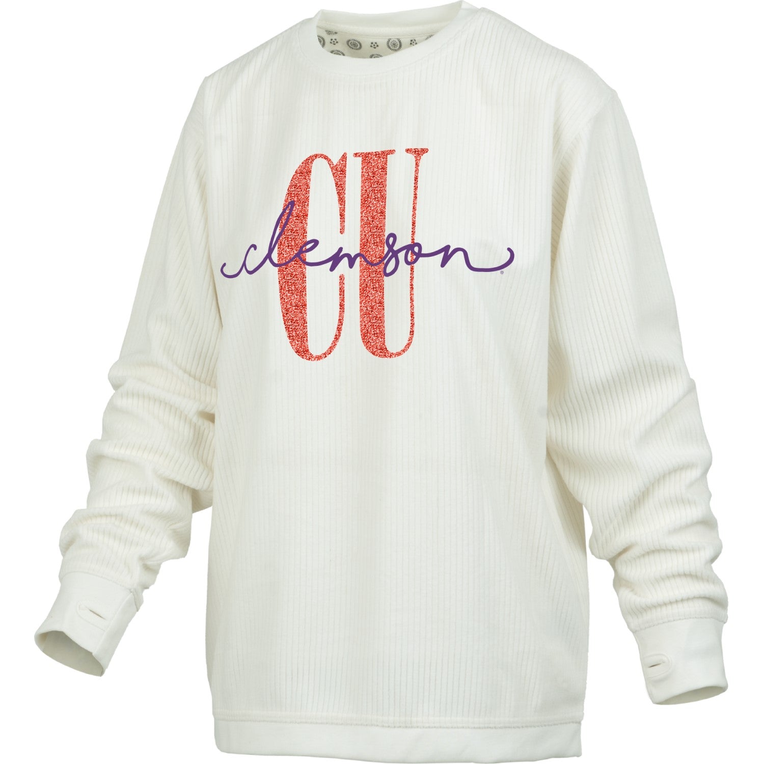 CLEMSON TIGERS IVORY ZOE CORDED PULLOVER