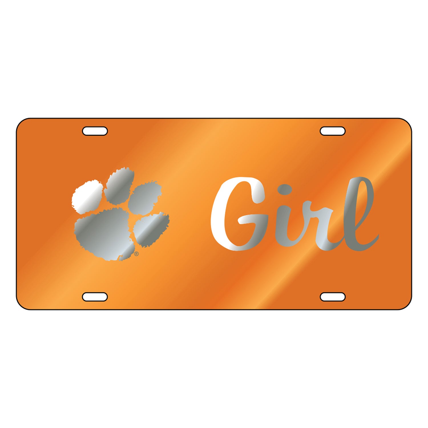 CLEMSON TIGER PAW &quot;GIRL&quot; ORANGE LICENSE TAG