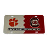 CLEMSON UNIVERSITY AND UNIVERSITY OF SOUTH CAROLINA HOUSE DIVIDED LICENSE TAG