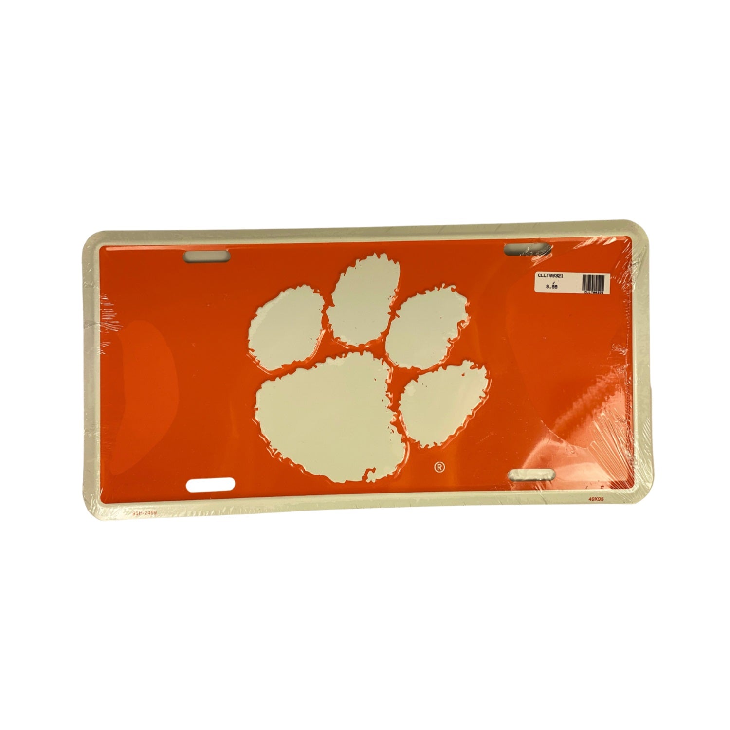 CLEMSON TIGERS ORANGE METAL LICENSE TAG