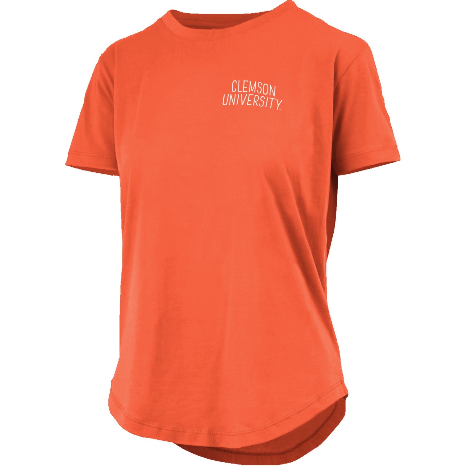 CLEMSON TIGERS ORANGE FRAMED FOOTBALL LADIES TEE