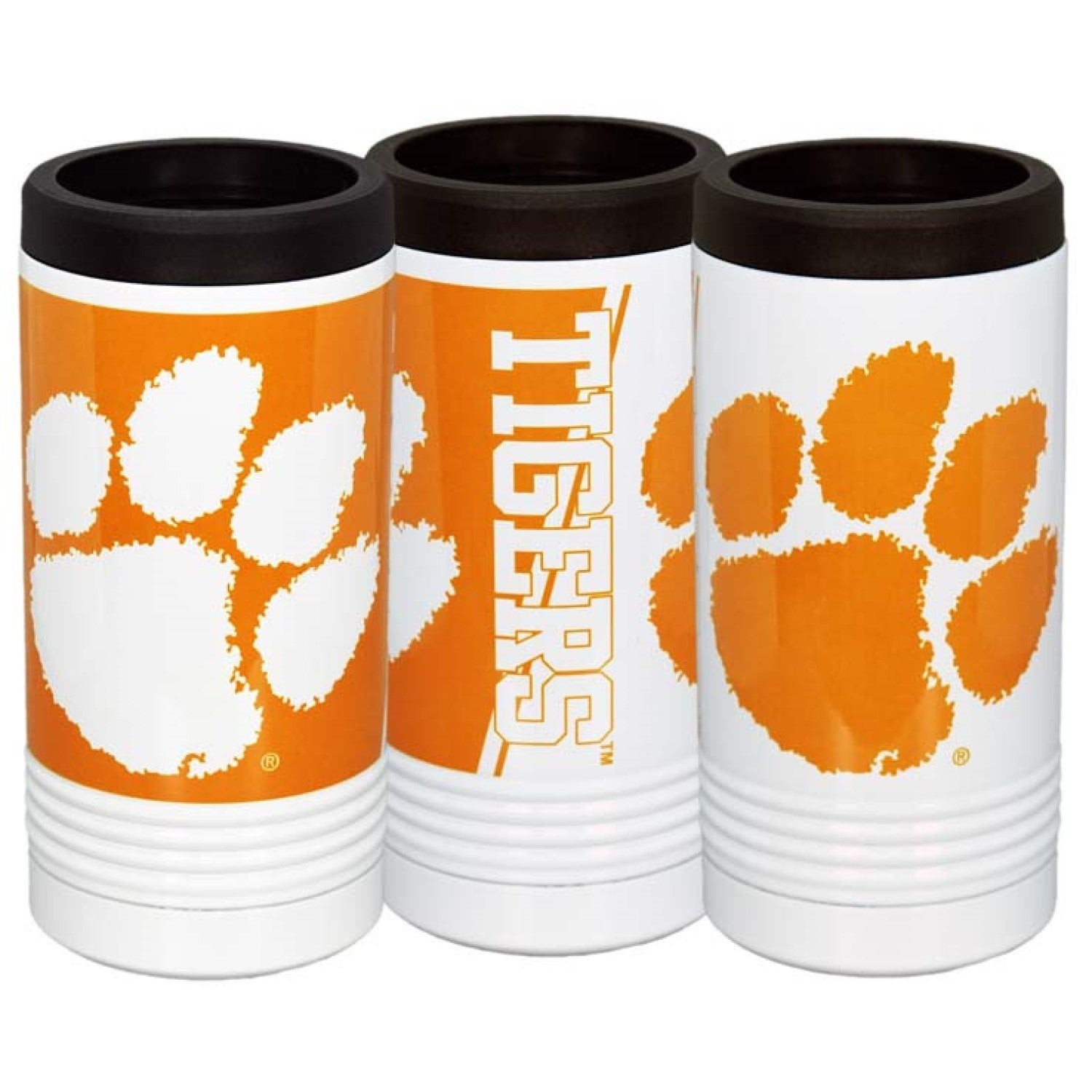 CLEMSON TIGERS SPLIT METAL SLIM CAN KOOZIE