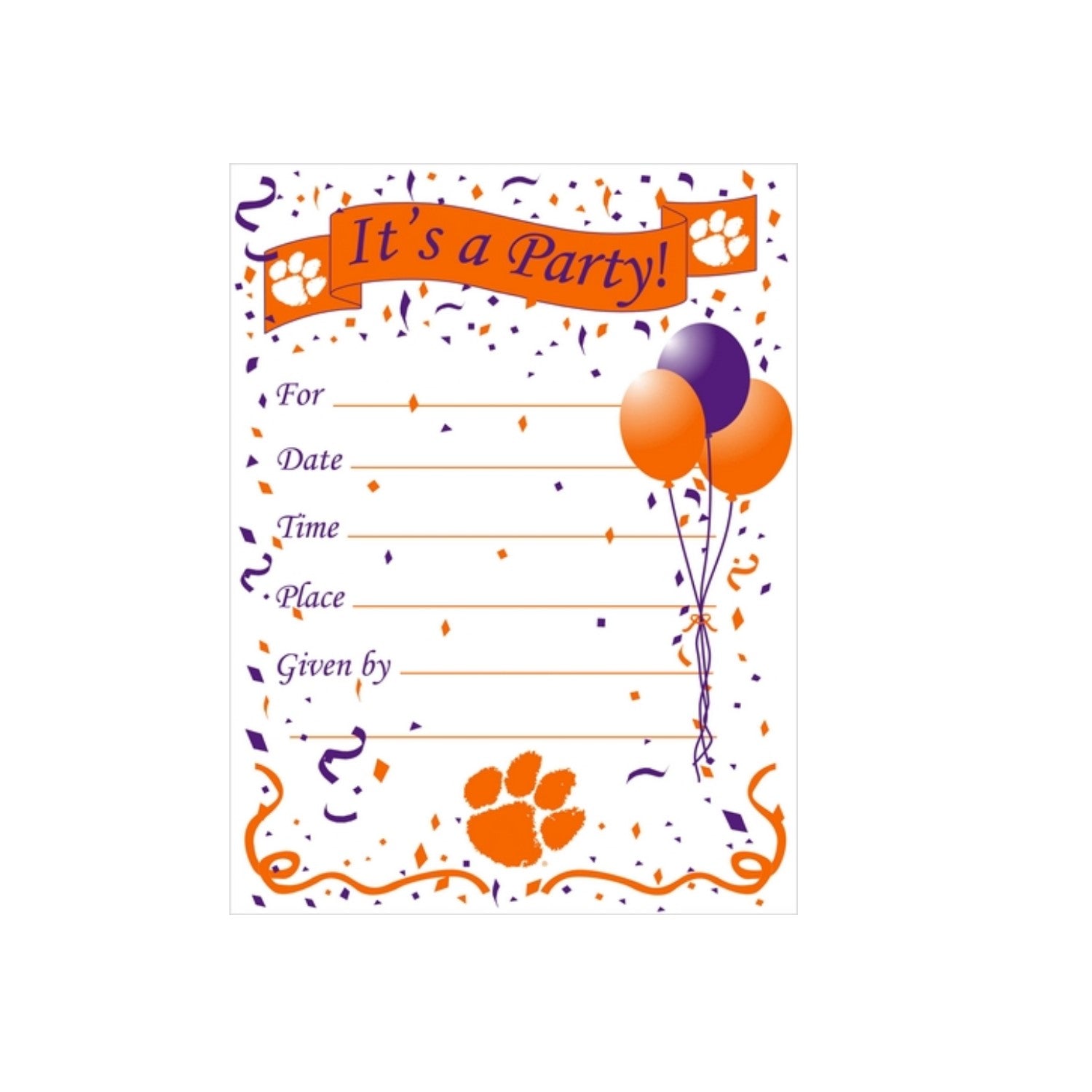 CLEMSON PARTY INVITATIONS