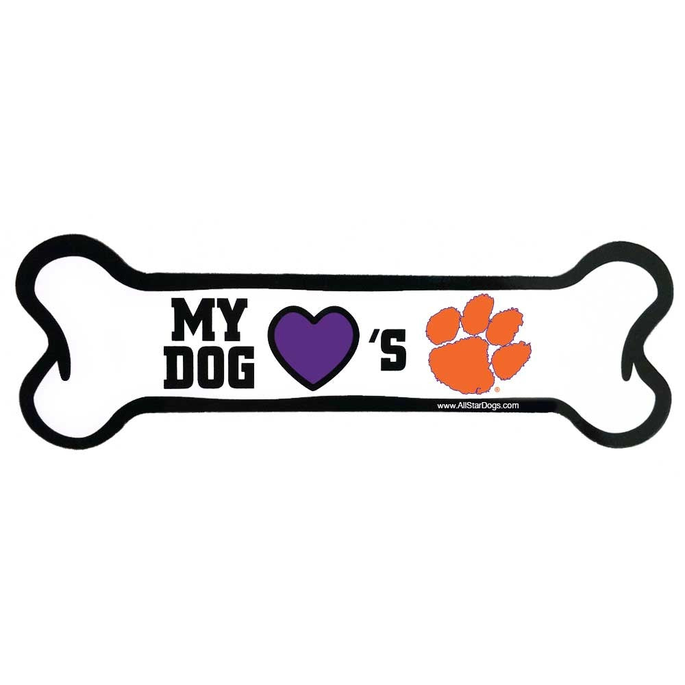 CLEMSON MY DOG HEART&#39;S CLEMSON DOG BONE MAGNET