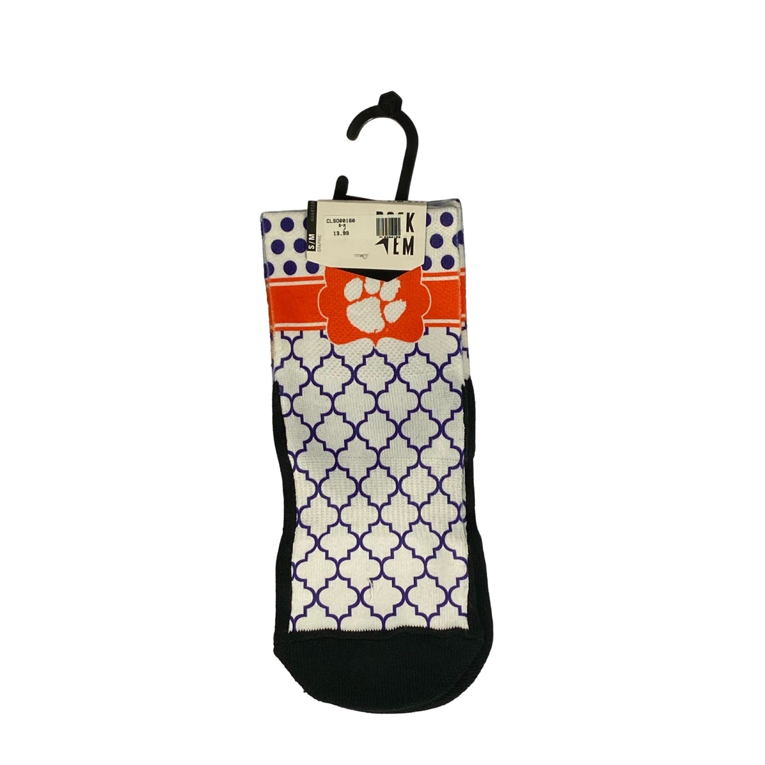 CLEMSON QUATREFOIL DOTS ANKLE SOCKS