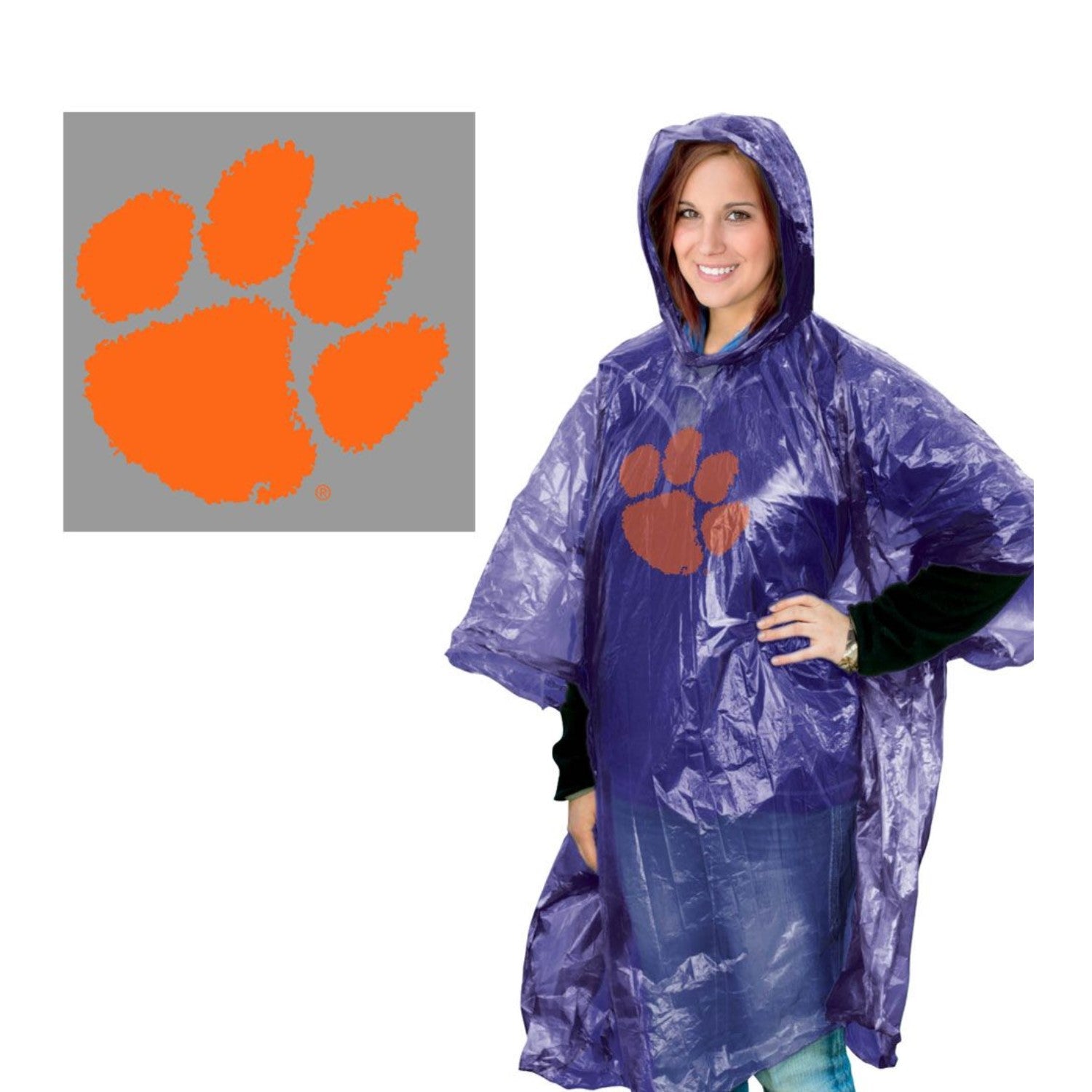 CLEMSON TIGERS PURPLE RAIN PONCHO
