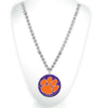 CLEMSON TIGERS SPORT BEAD PURPLE PAW MEDALLION NECKLACE