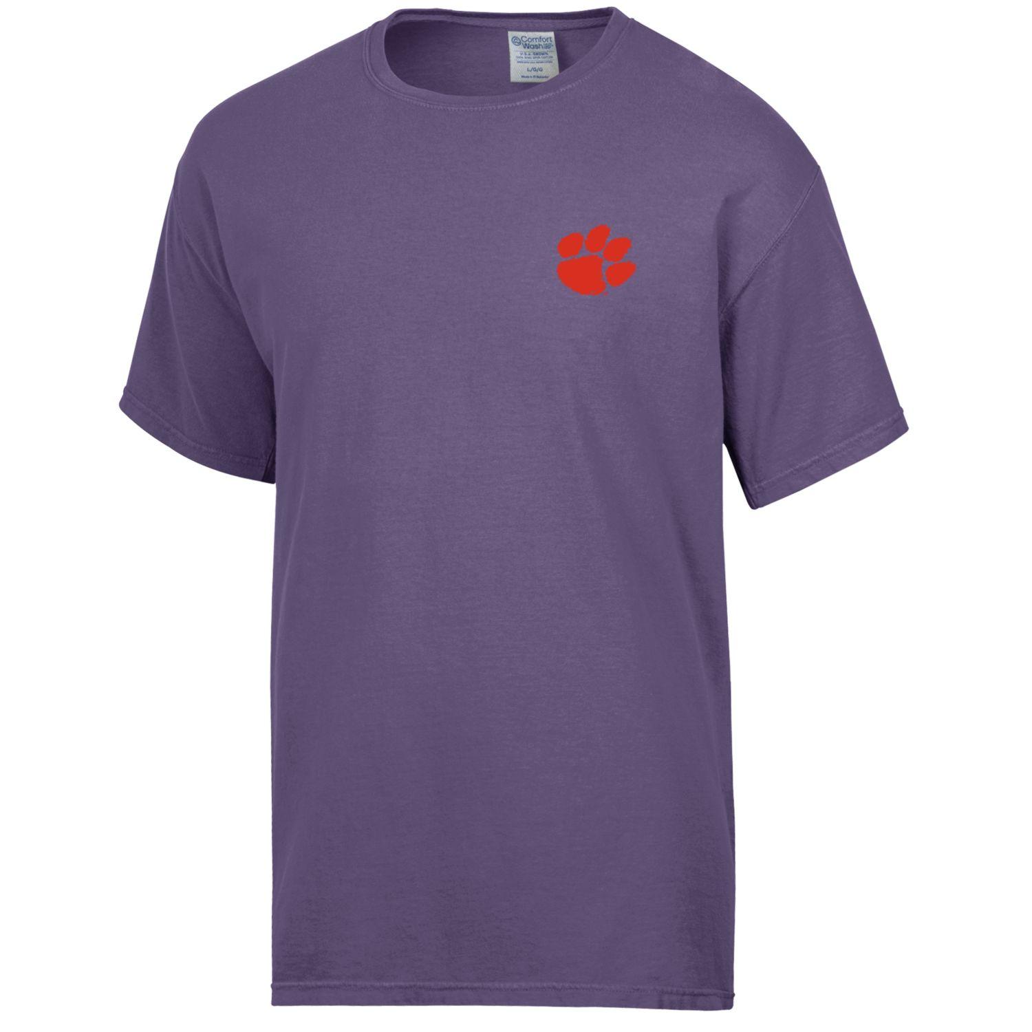 PURPLE CLEMSON TIGERS SUNSET IN STATE COMFORT WASH T-SHIRT