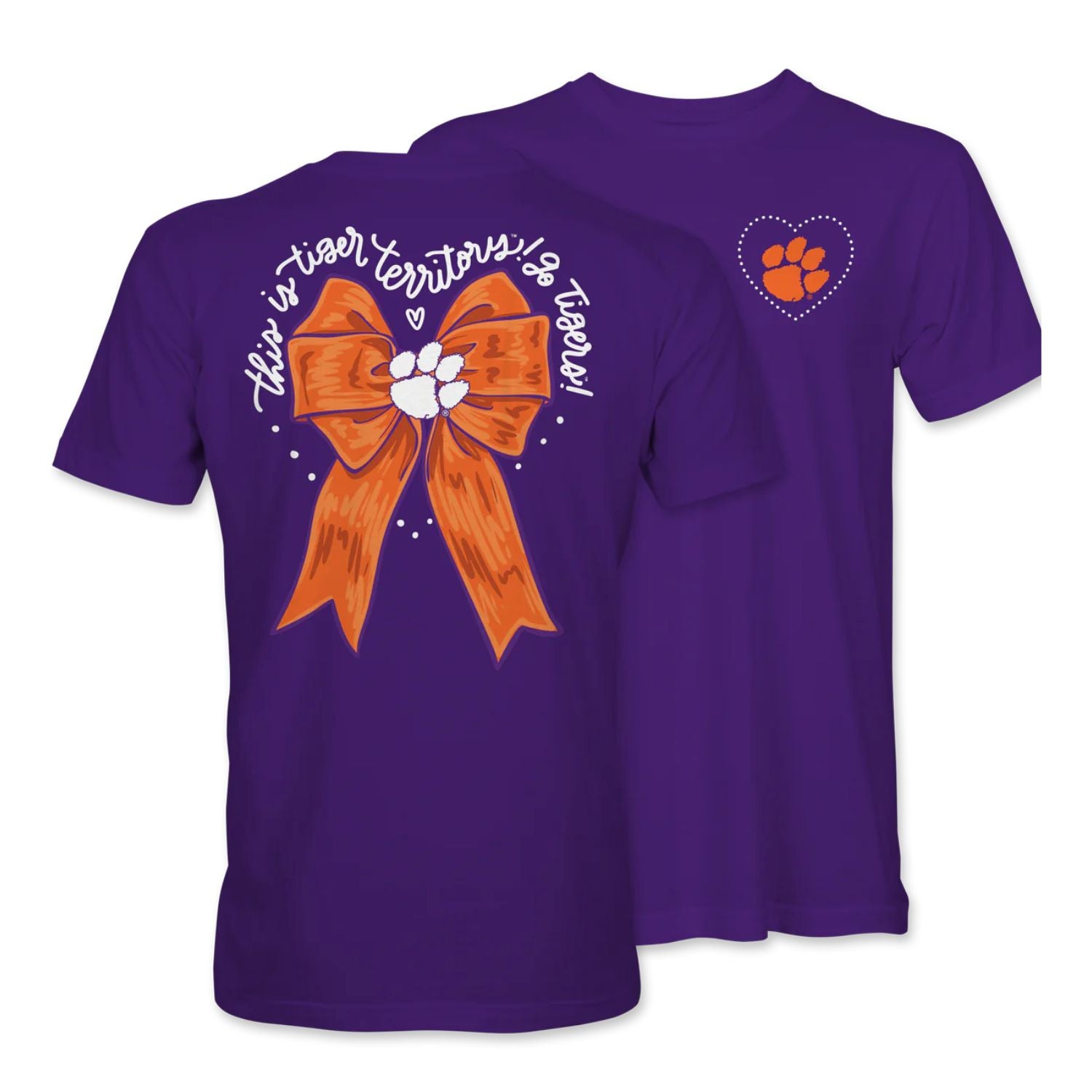 CLEMSON TIGERS PURPLE TIGER TERRITORY BOW TEE