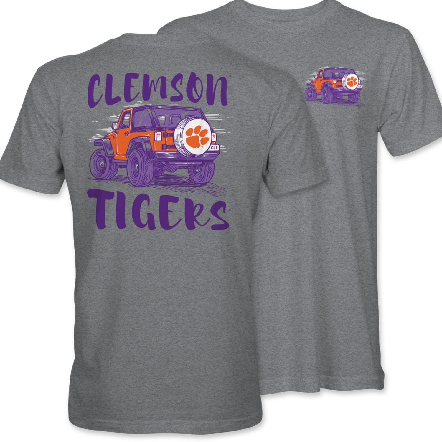 CLEMSON TIGERS GRAY CLEMSON JEEP TEE