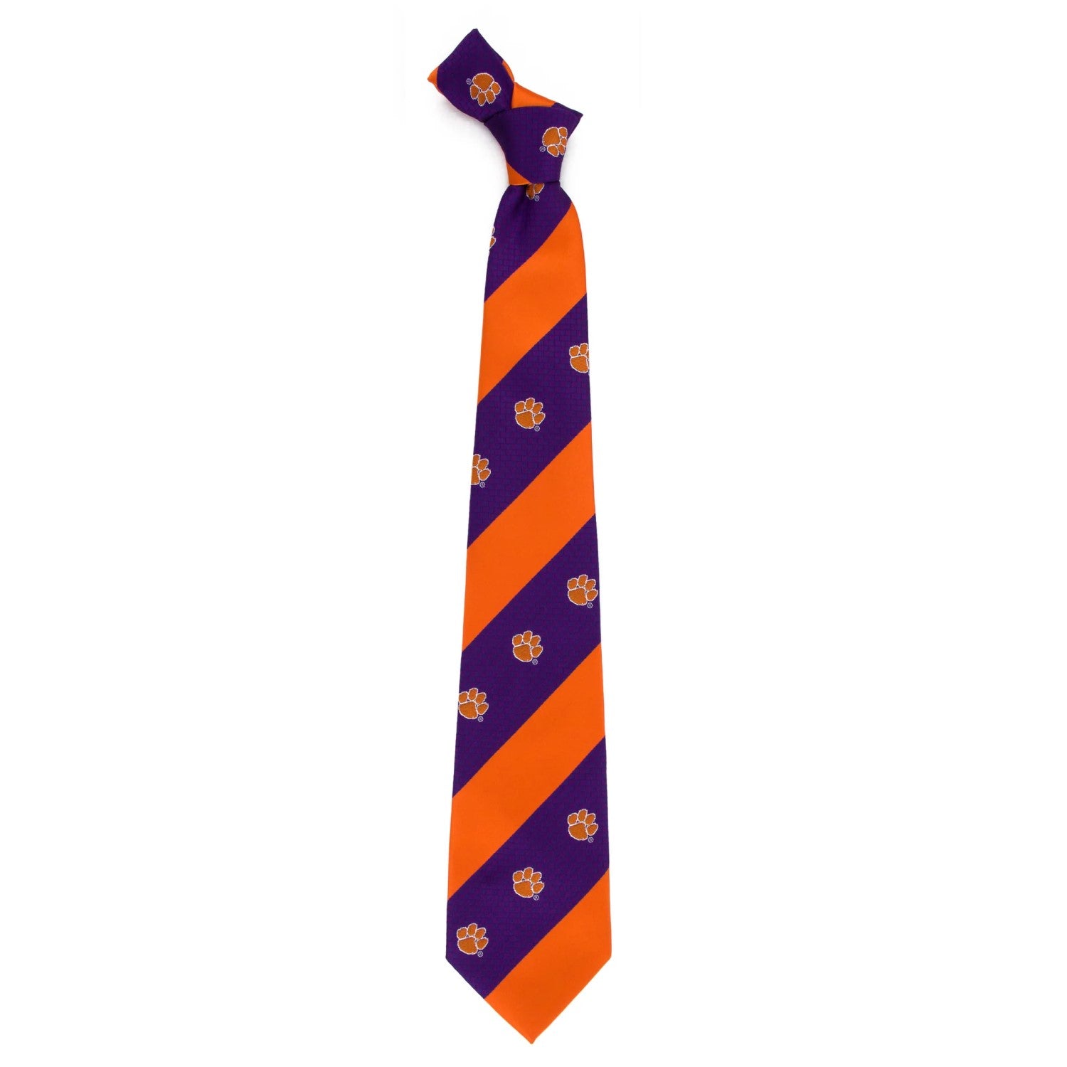 CLEMSON TIGERS ORANGE AND PURPLE STRIPE TIE