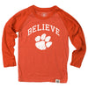 CLEMSON TIGERS BELIEVE LONG SLEEVE TODDLER RAGLAN