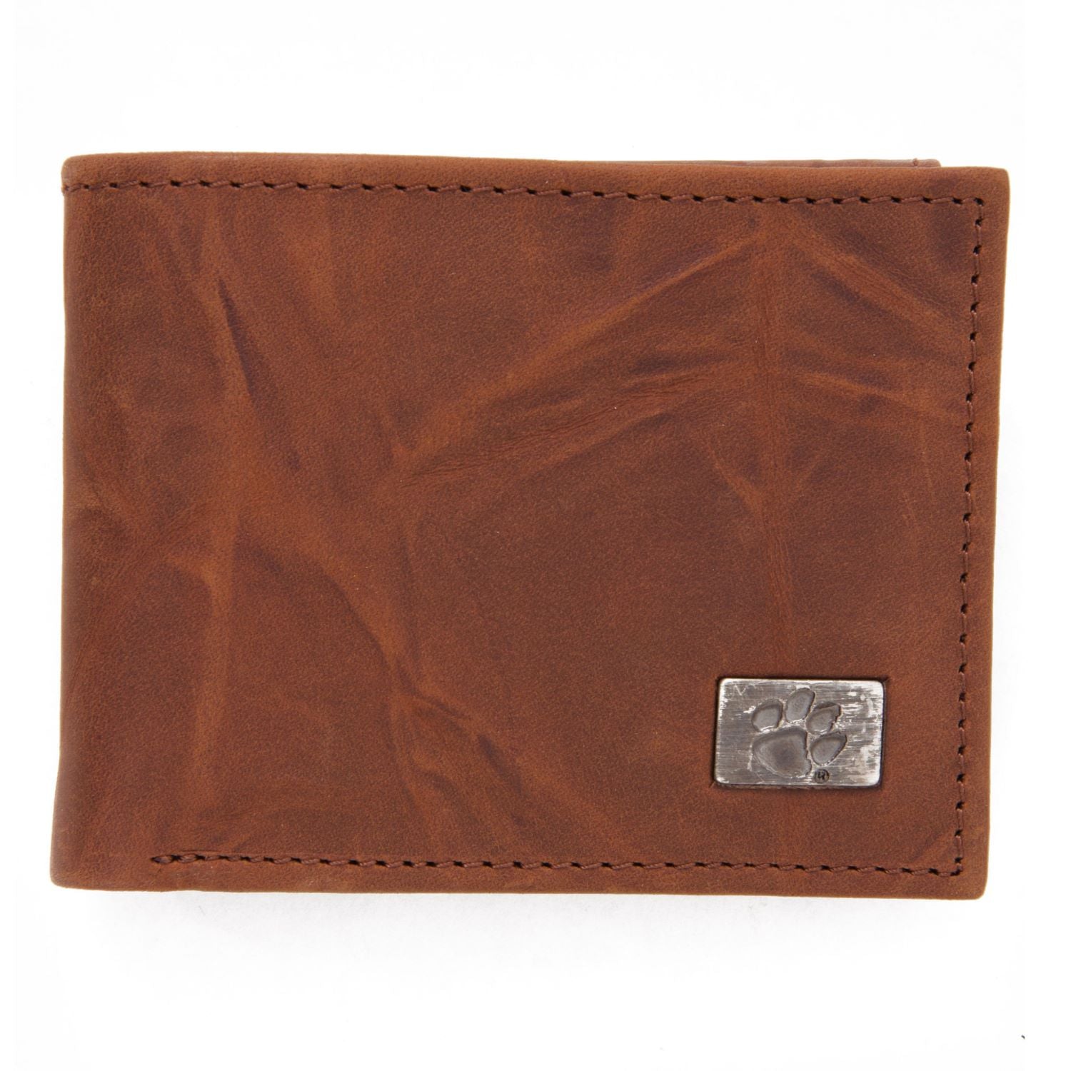CLEMSON TIGERS BROWN LEATHER BI-FOLD WALLET