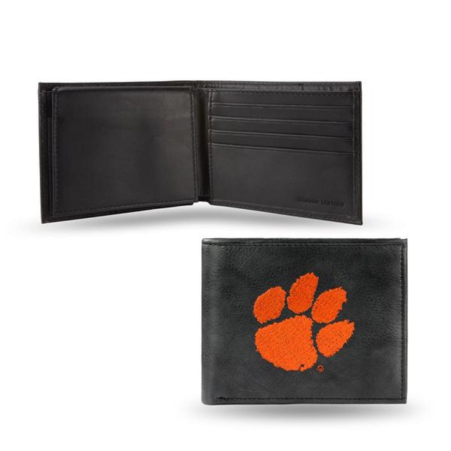 CLEMSON TIGER PAW BLACK EMBROIDERED BIFOLD WALLET