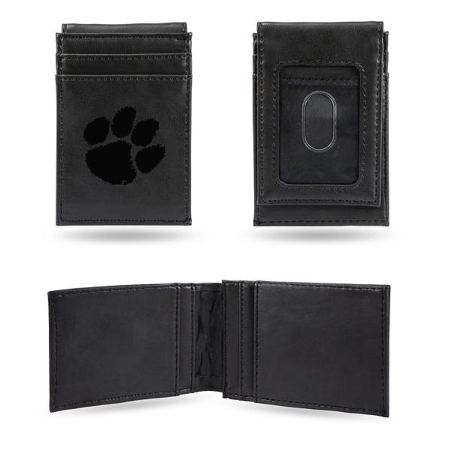 CLEMSON TIGER BLACK LASER ENGRAVED FRONT POCKET WALLET