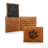 CLEMSON TIGER PAW BROWN LASER ENGRAVED BIFOLD WALLET