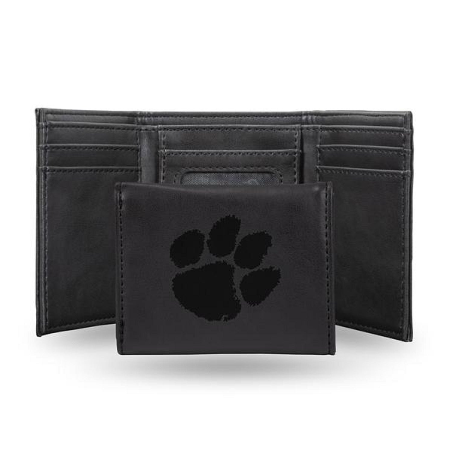 CLEMSON TIGER BLACK LASER ENGRAVED TRIFOLD WALLET