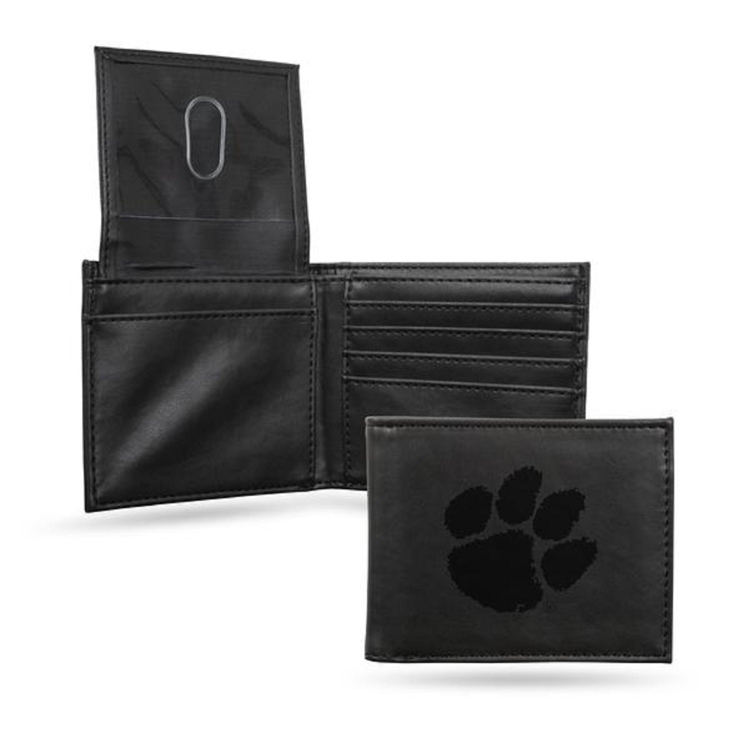 CLEMSON TIGER PAW BLACK LASER ENGRAVED BIFOLD WALLET