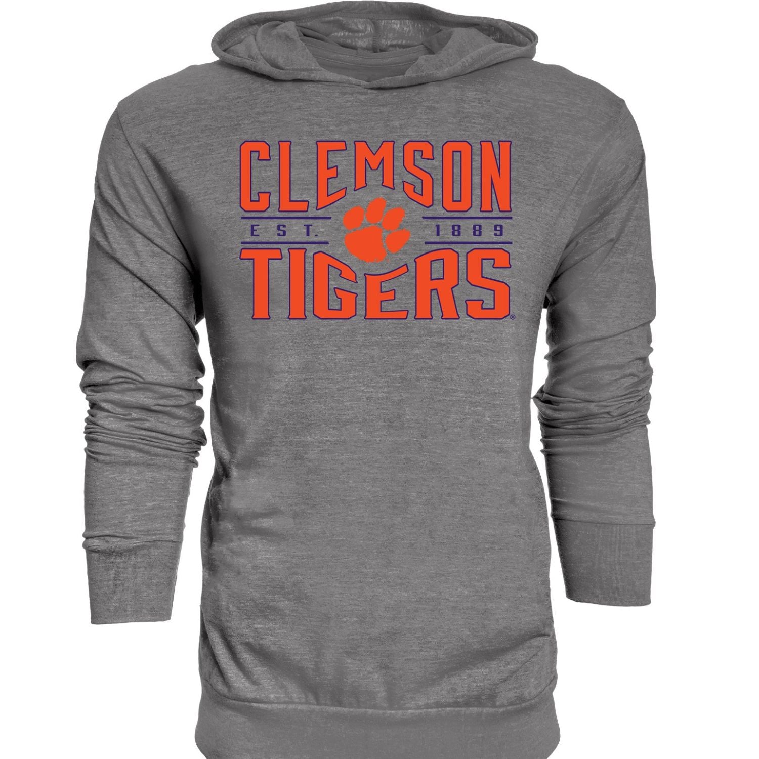CLEMSON TIGERS GRAY YOUTH TIGER PAW LONGSLEEVE HOODED TEE