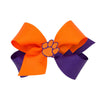 CLEMSON TIGERS TWO TONE MEDIUM BOW WITH SMALL PAW