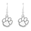 CLEMSON TIGERS SILVER TONE PAW EARRINGS