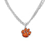 CLEMSON TIGERS GAMEDAY GLITTER SILVER TONE NECKLACE