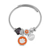 CLEMSON TIGER PAW SILVER TONE WITH BEAD BRACELET