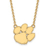 CLEMSON TIGERS GOLD PLATED STERLING SILVER 18&quot; LARGE PAW NECKLACE