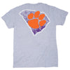 GRAY CLEMSON TIGERS STATE WITH PAW T-SHIRT