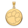 CLEMSON TIGERS GOLD PLATED STERLING SILVER LARGE PAW DISC PENDANT