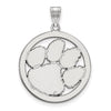CLEMSON TIGERS STERLING SILVER EXTRA LARGE PAW IN CIRCLE PENDANT